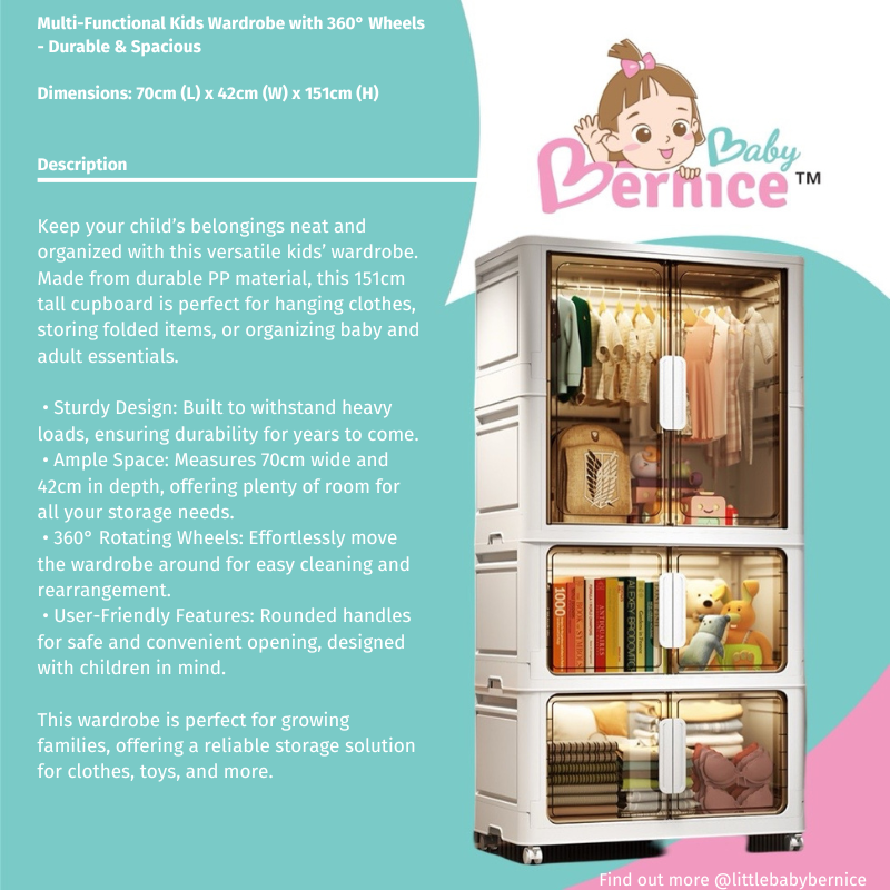 𝗠𝘂𝗹𝘁𝗶-𝗙𝘂𝗻𝗰𝘁𝗶𝗼𝗻𝗮𝗹 𝗞𝗶𝗱𝘀 𝗪𝗮𝗿𝗱𝗿𝗼𝗯𝗲 𝘄𝗶𝘁𝗵 𝟯𝟲𝟬° 𝗪𝗵𝗲𝗲𝗹𝘀 - 𝗗𝘂𝗿𝗮𝗯𝗹𝗲 & 𝗦𝗽𝗮𝗰𝗶𝗼𝘂𝘀