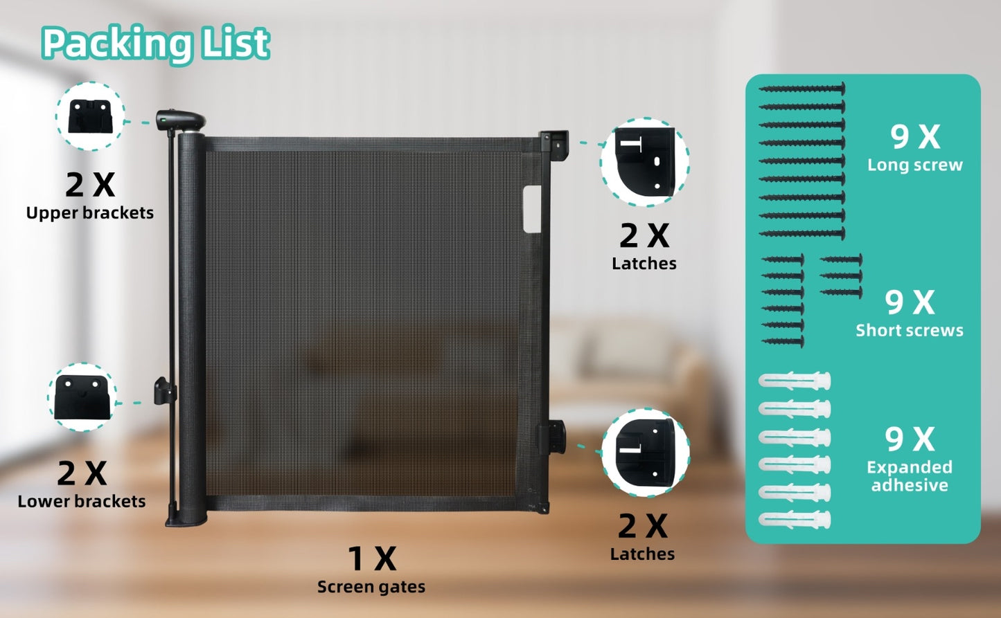 NEW IMPROVED LOCK MECHANISM No Drilling Mesh Gate Baby Or Pets Fence