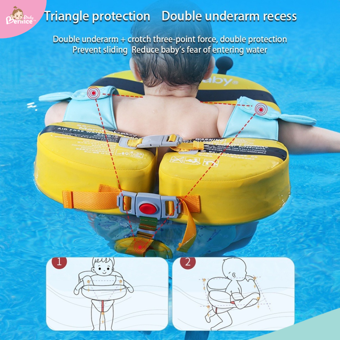 Mambobaby Non-inflatable Baby Swim Float Swimming Float Swim Trainer + Sun Canopy
