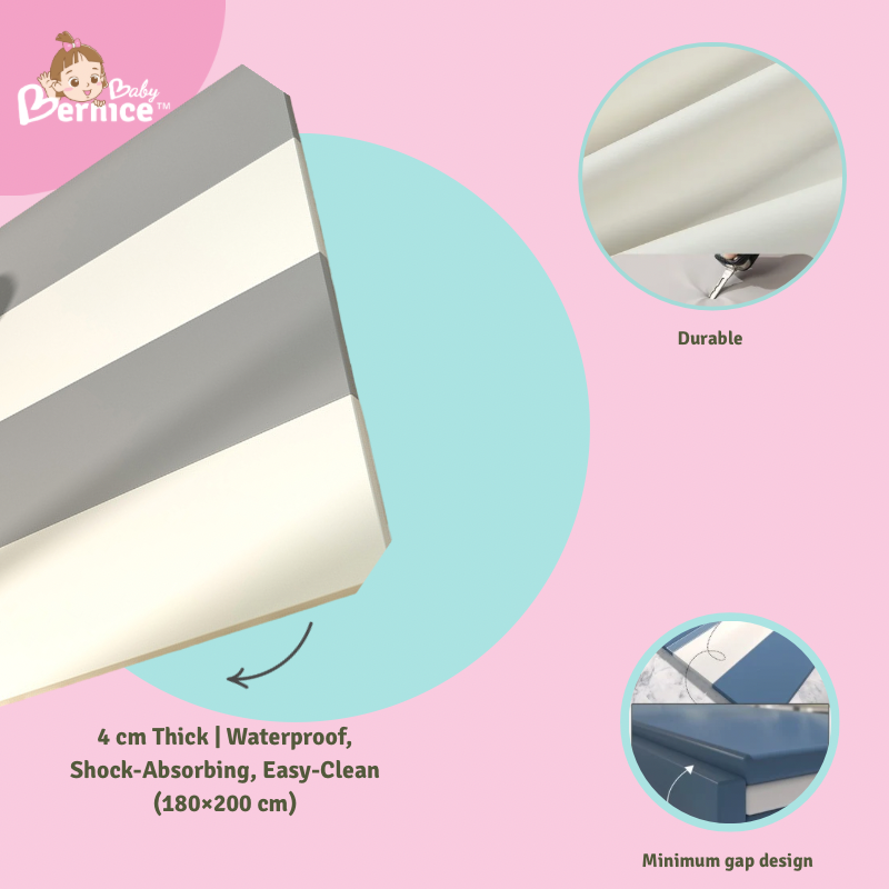 Premium PU Baby Playmat – 4 cm Thick Waterproof, Shock-Absorbing, Easy-Clean (180×200 cm)
