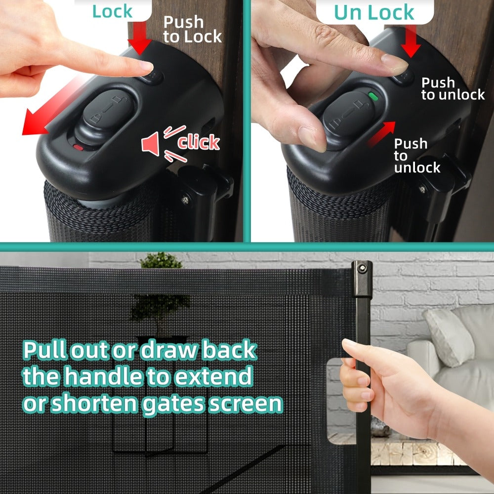NEW IMPROVED LOCK MECHANISM No Drilling Mesh Gate Baby Or Pets Fence
