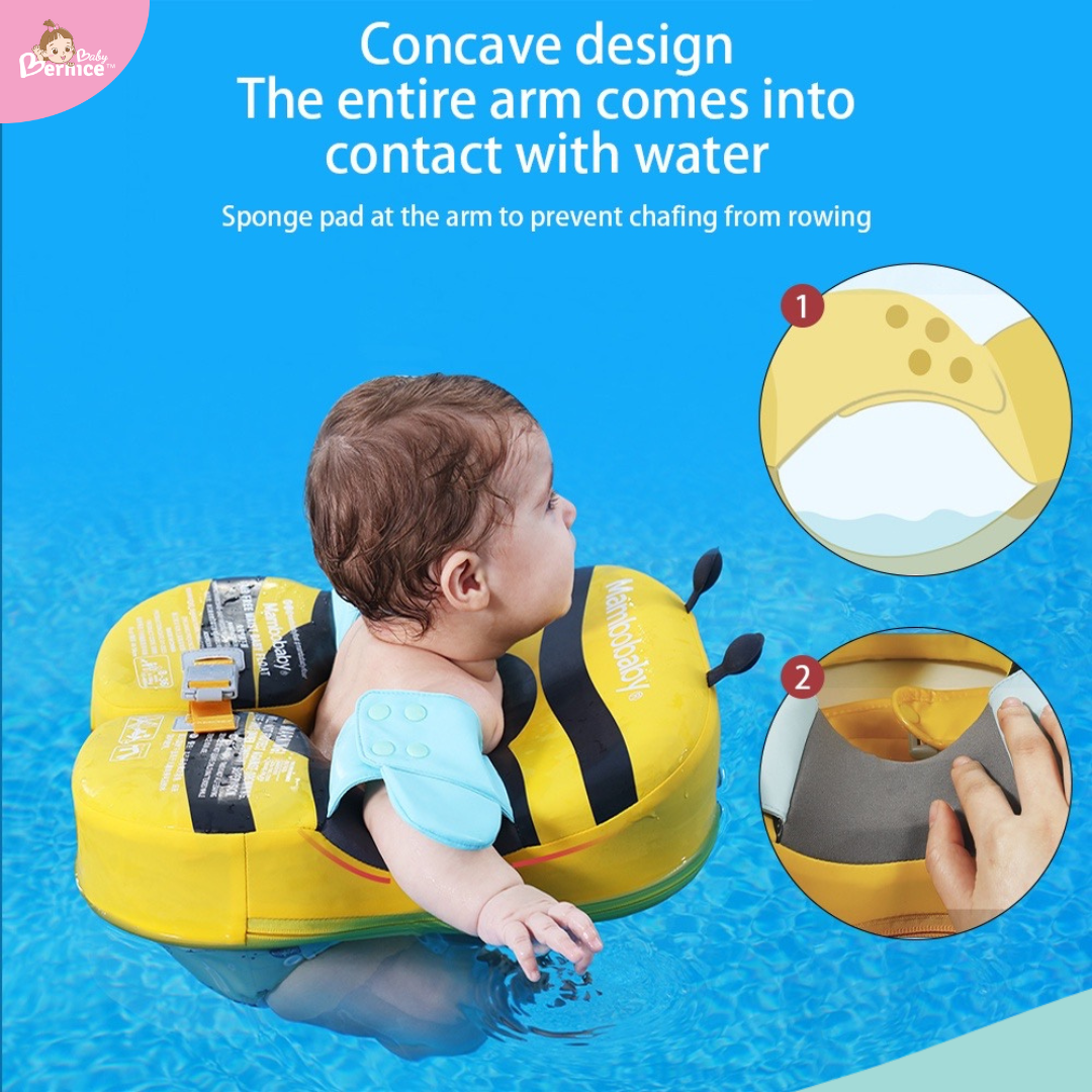 Mambobaby Non-inflatable Baby Swim Float Swimming Float Swim Trainer + Sun Canopy