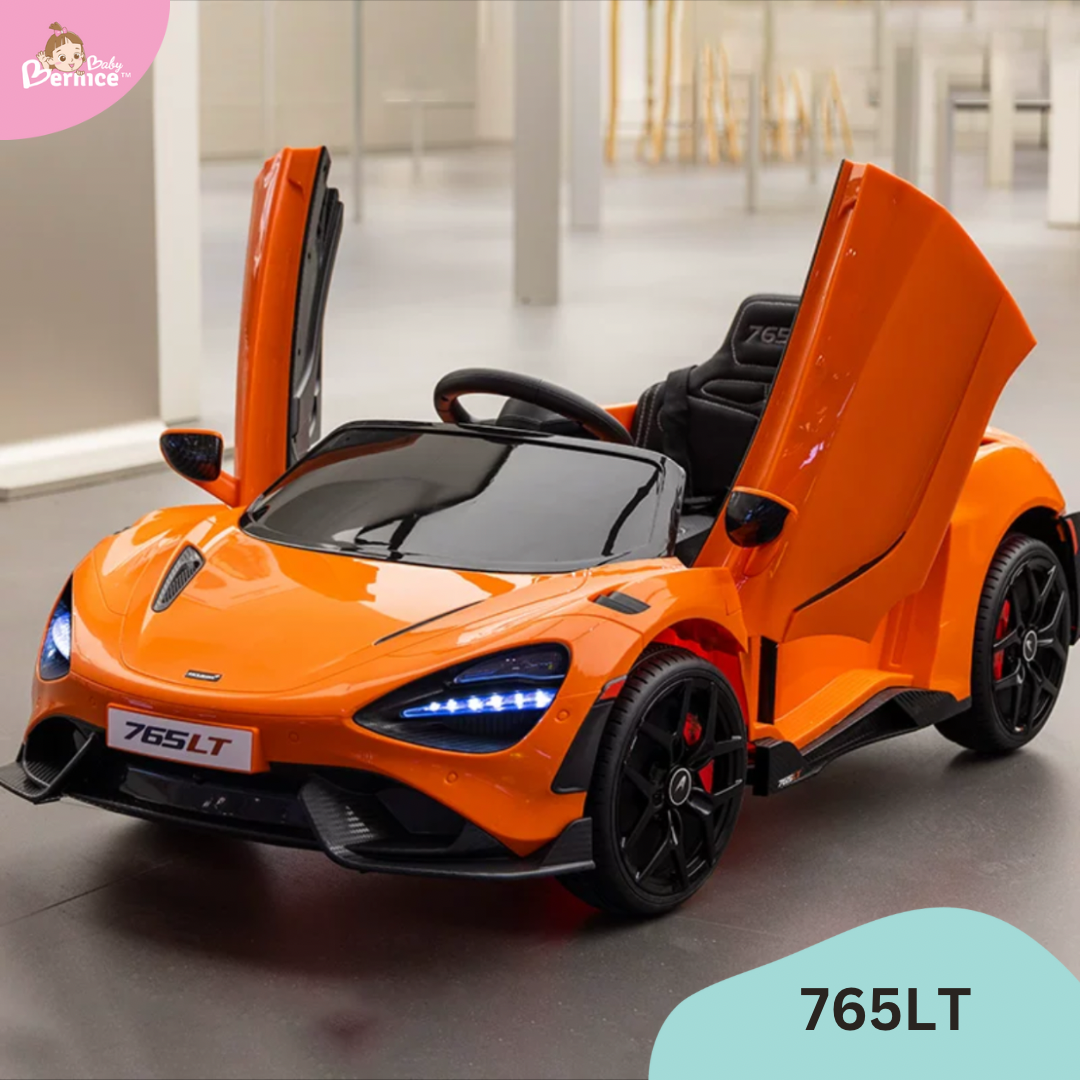 Mclaren 765LT Kids Electric Car
Dimension : 113cm (L) x 69cm (W) x 43cm (H)
Net weight 13kg
Max load : 30kg (Actual tested weight is higher)
Age suitability : 3-9 years old