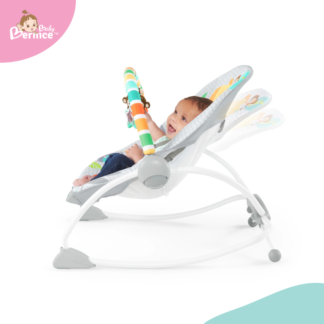 Bright Starts Safari Blast Infant to Toddler Rocker Seat with Soothing Vibrations, Ages Newborn +