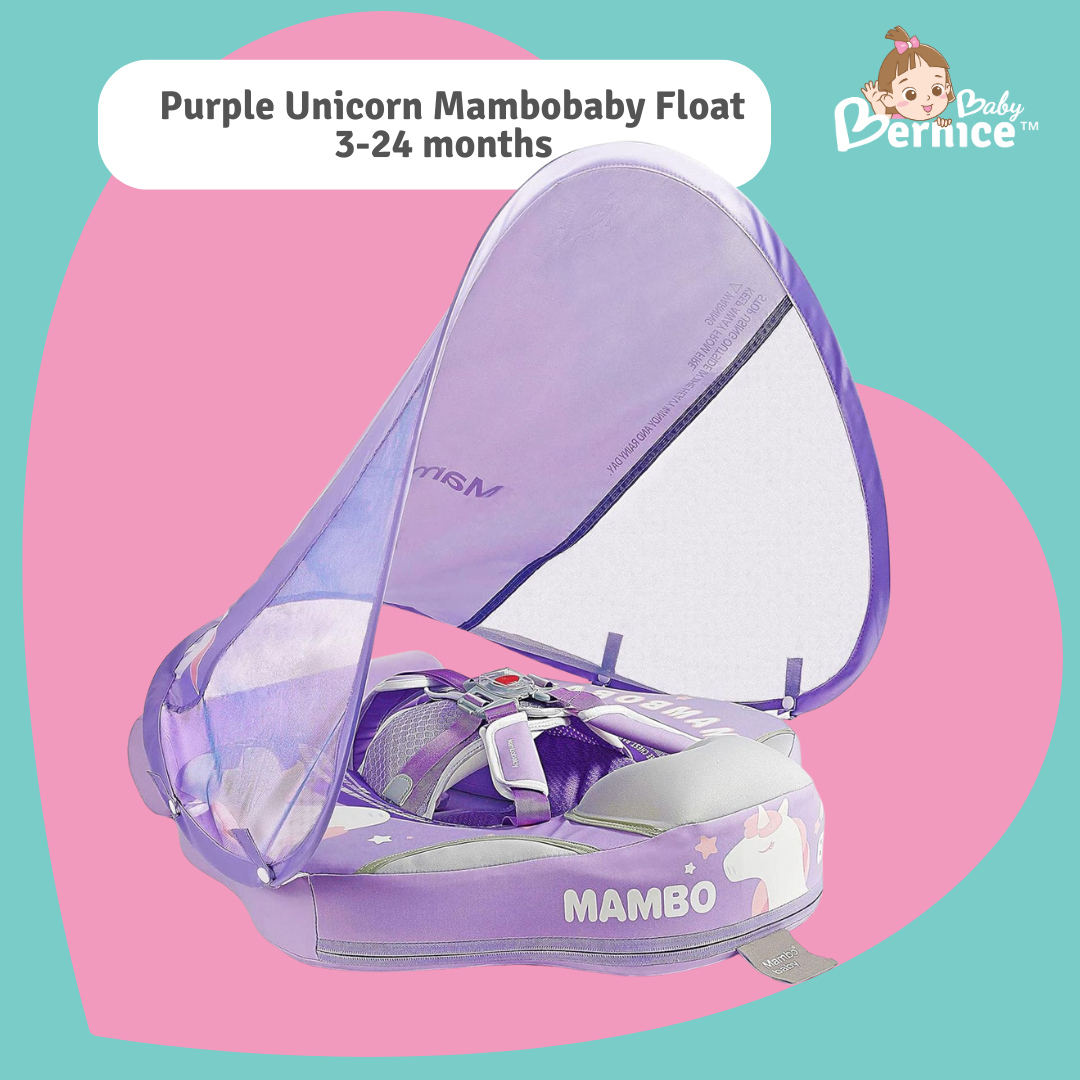 Mambobaby Non-inflatable Baby Swim Float Waterproof Baby Swimming Float Skin-friendly Swim Trainer with Tail Float + Sun Canopy