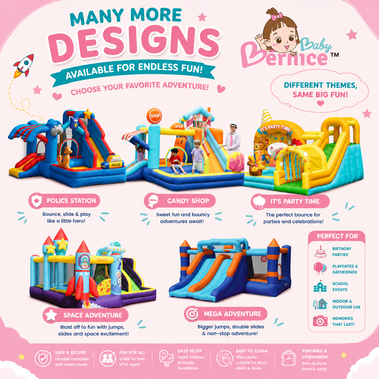 Space Adventure Bouncy Castle Rental | Inflatable Jumping Castle with Slide & Obstacle Playground