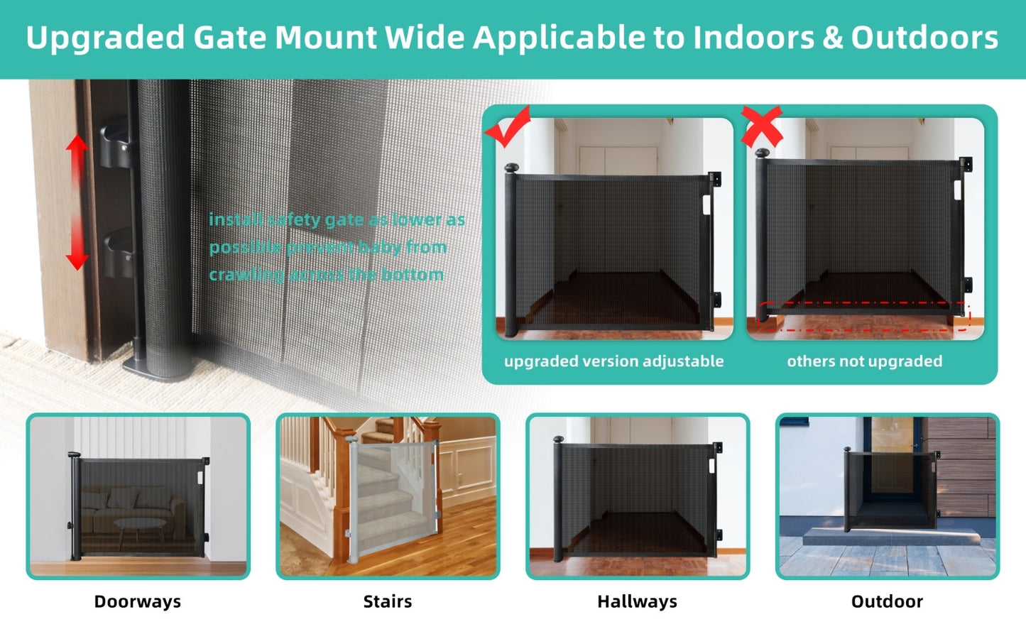 NEW IMPROVED LOCK MECHANISM No Drilling Mesh Gate Baby Or Pets Fence