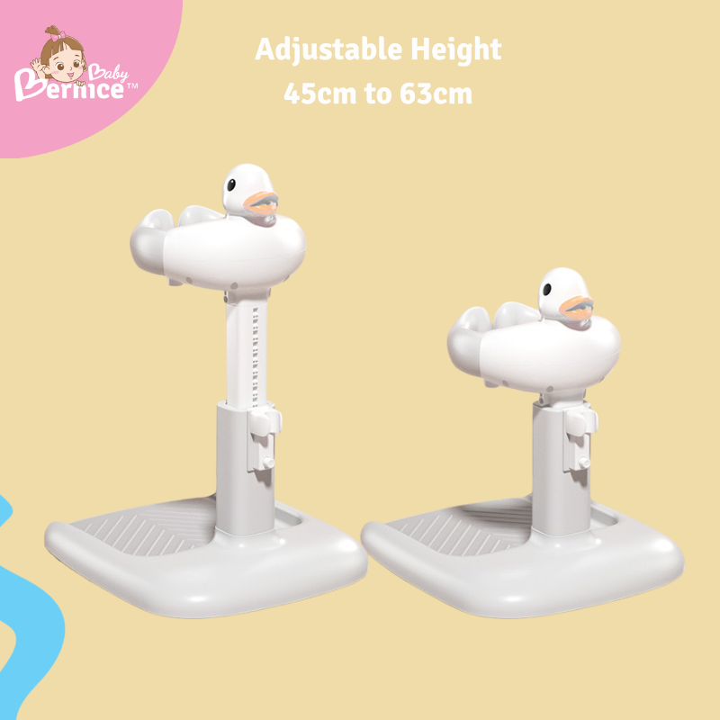 Adjustable Baby Shower Stand with Anti-Slip Base & Shower Head Holder – Ergonomic Design with Chair (Khaki/Grey)