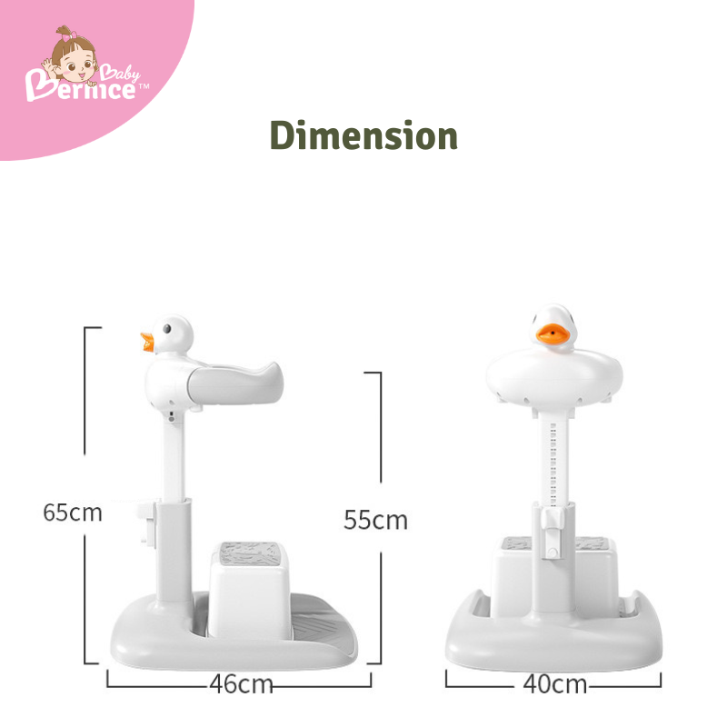 Adjustable Baby Shower Stand with Anti-Slip Base & Shower Head Holder – Ergonomic Design with Chair (Khaki/Grey)