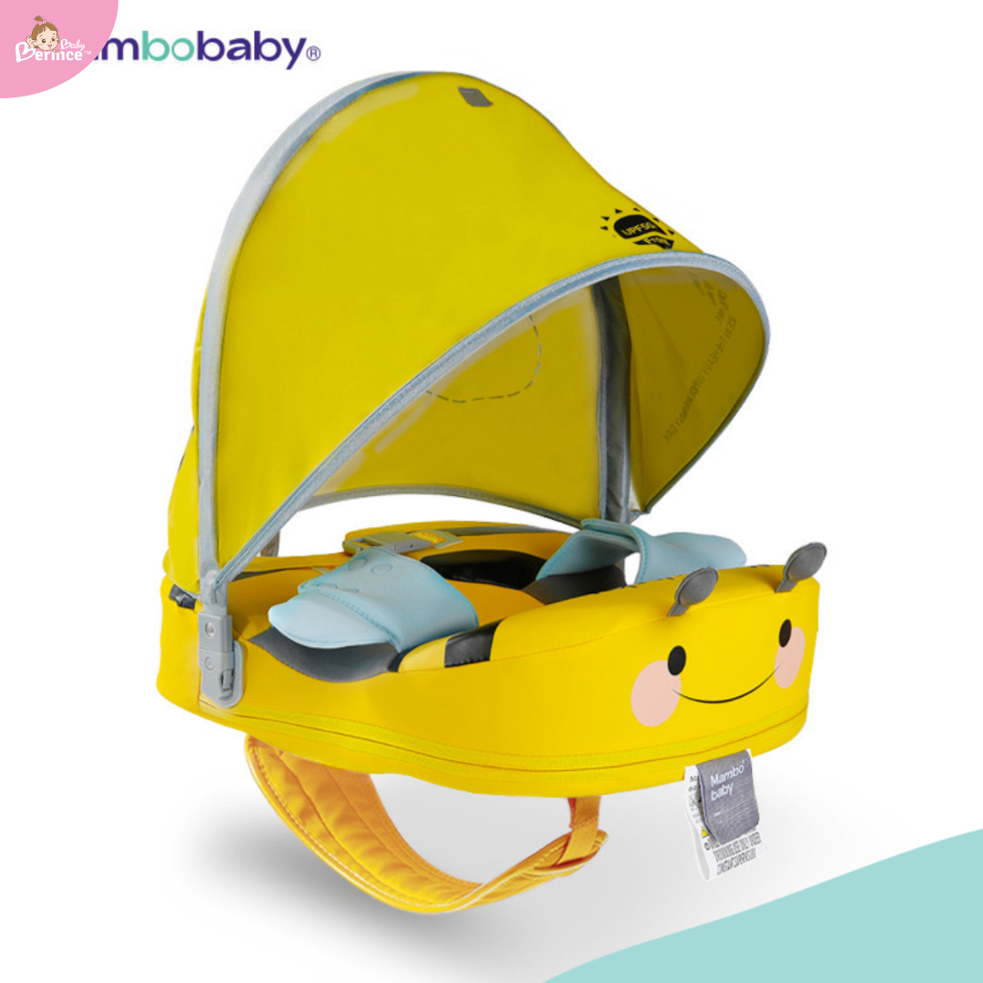 Mambobaby Non-inflatable Baby Swim Float Swimming Float Swim Trainer + Sun Canopy