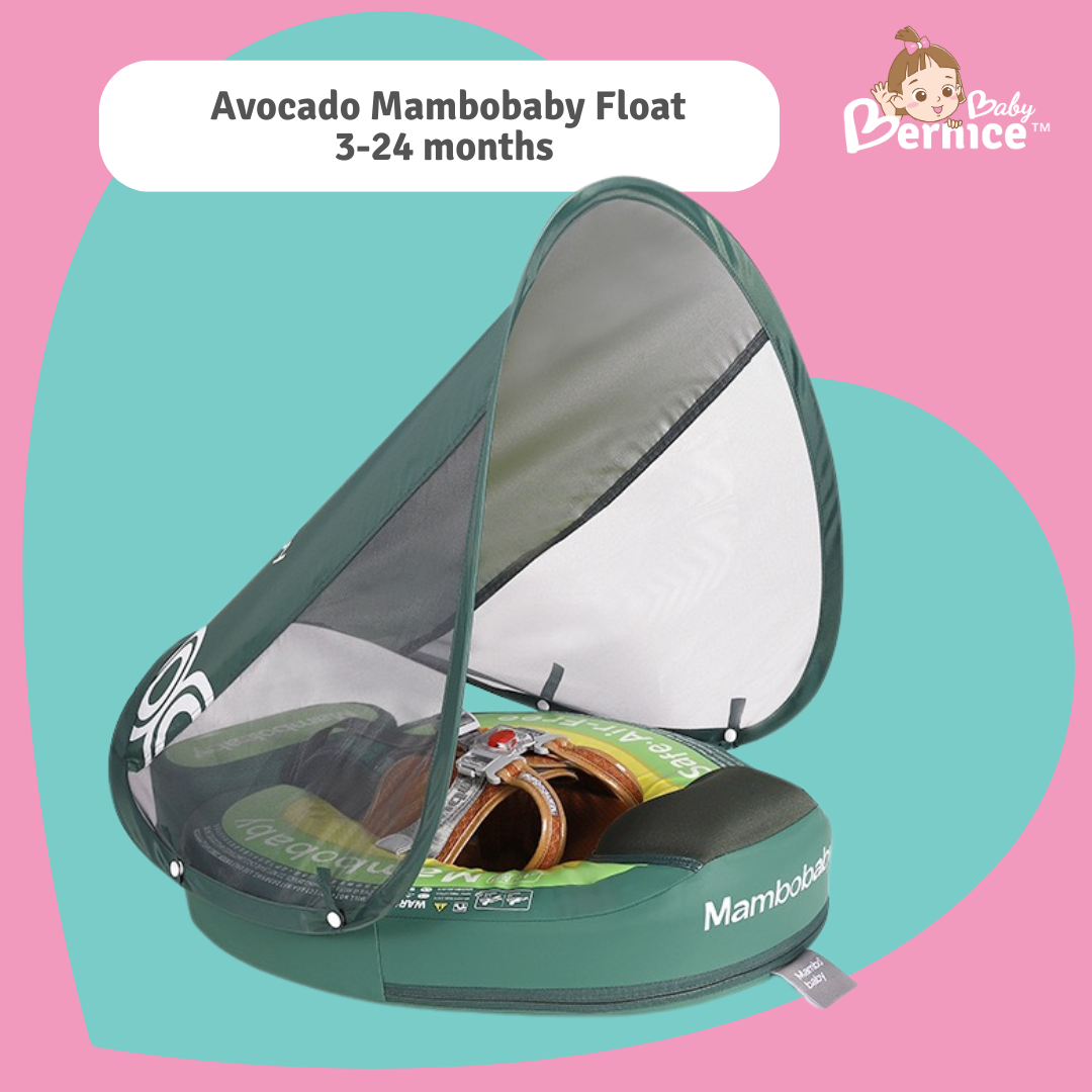 Mambobaby Non-inflatable Baby Swim Float Waterproof Baby Swimming Float Skin-friendly Swim Trainer with Tail Float + Sun Canopy