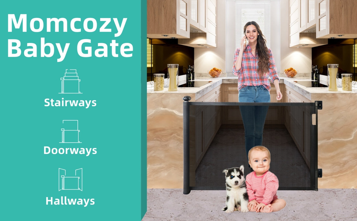 NEW IMPROVED LOCK MECHANISM No Drilling Mesh Gate Baby Or Pets Fence