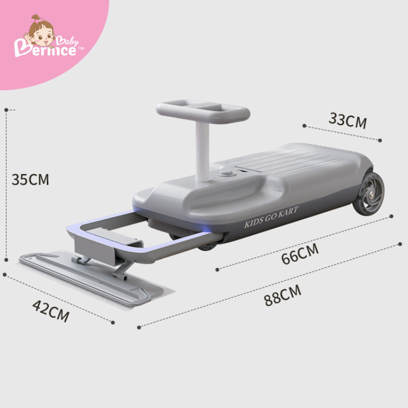 Electric Go-Kart with Floor Cleaning Wiper & LED Lights – Indoor & Outdoor Ride