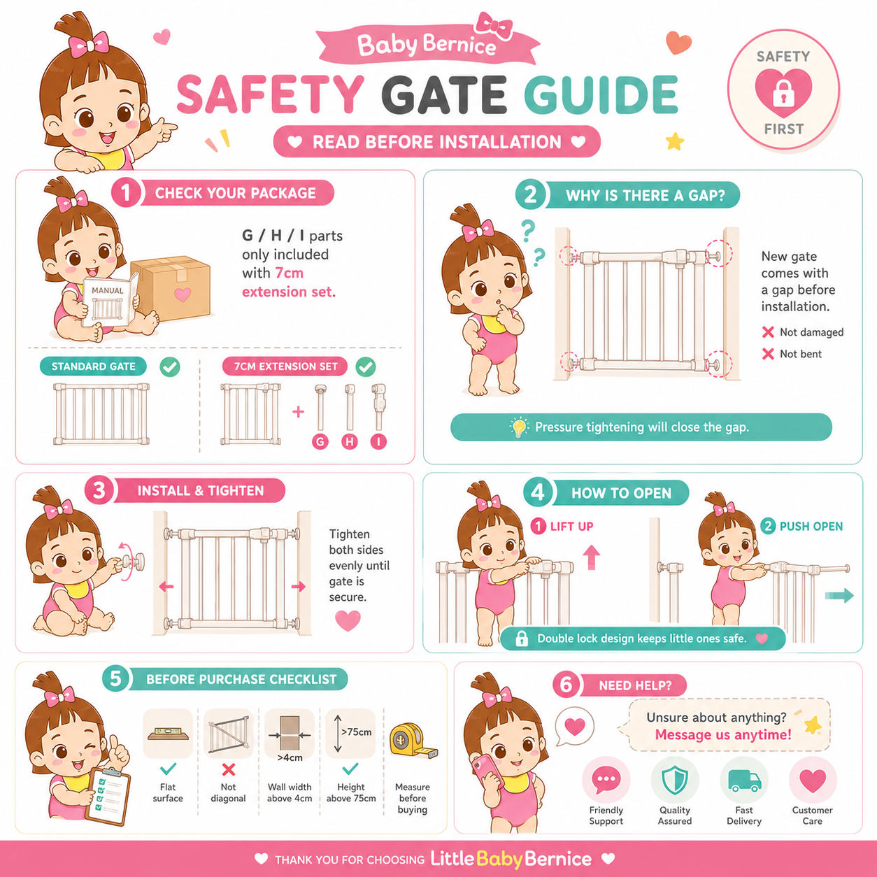 Pine Wood and White Metal Baby Safety Gate / Pets Safety Gate