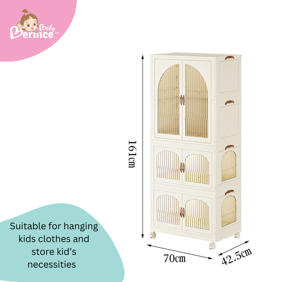Foldable, Stackable Plastic Cabinet 4 sides opening (5 Tiers) Dimension : 68.5cm x 42.5cm x 193.5cm