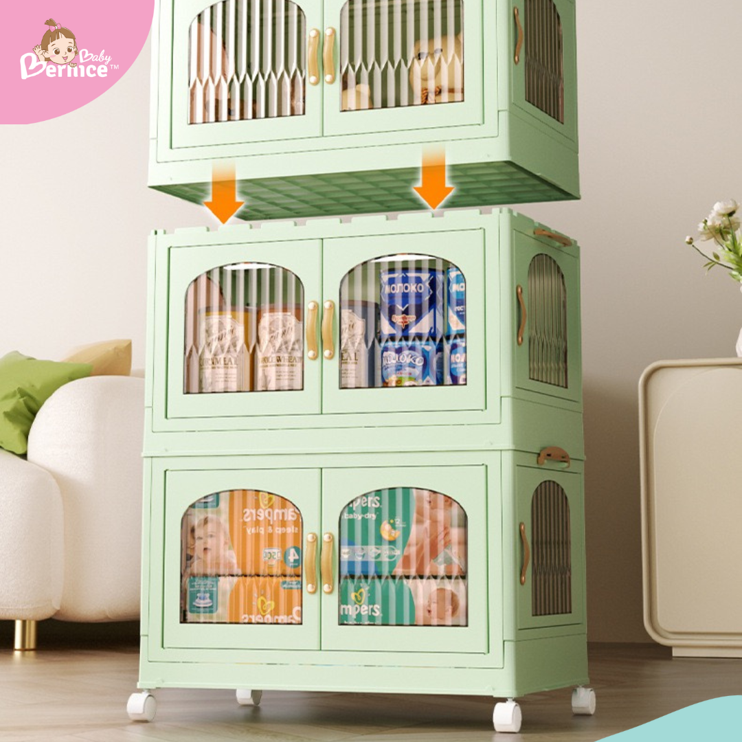 Foldable, Stackable Plastic Cabinet 4 sides opening (5 Tiers) Dimension : 68.5cm x 42.5cm x 193.5cm