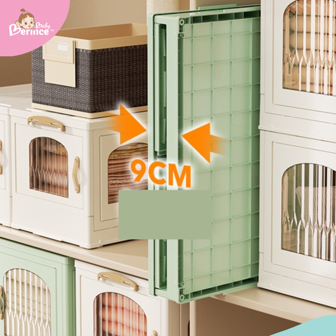 Foldable, Stackable Plastic Cabinet 4 sides opening (5 Tiers) Dimension : 68.5cm x 42.5cm x 193.5cm