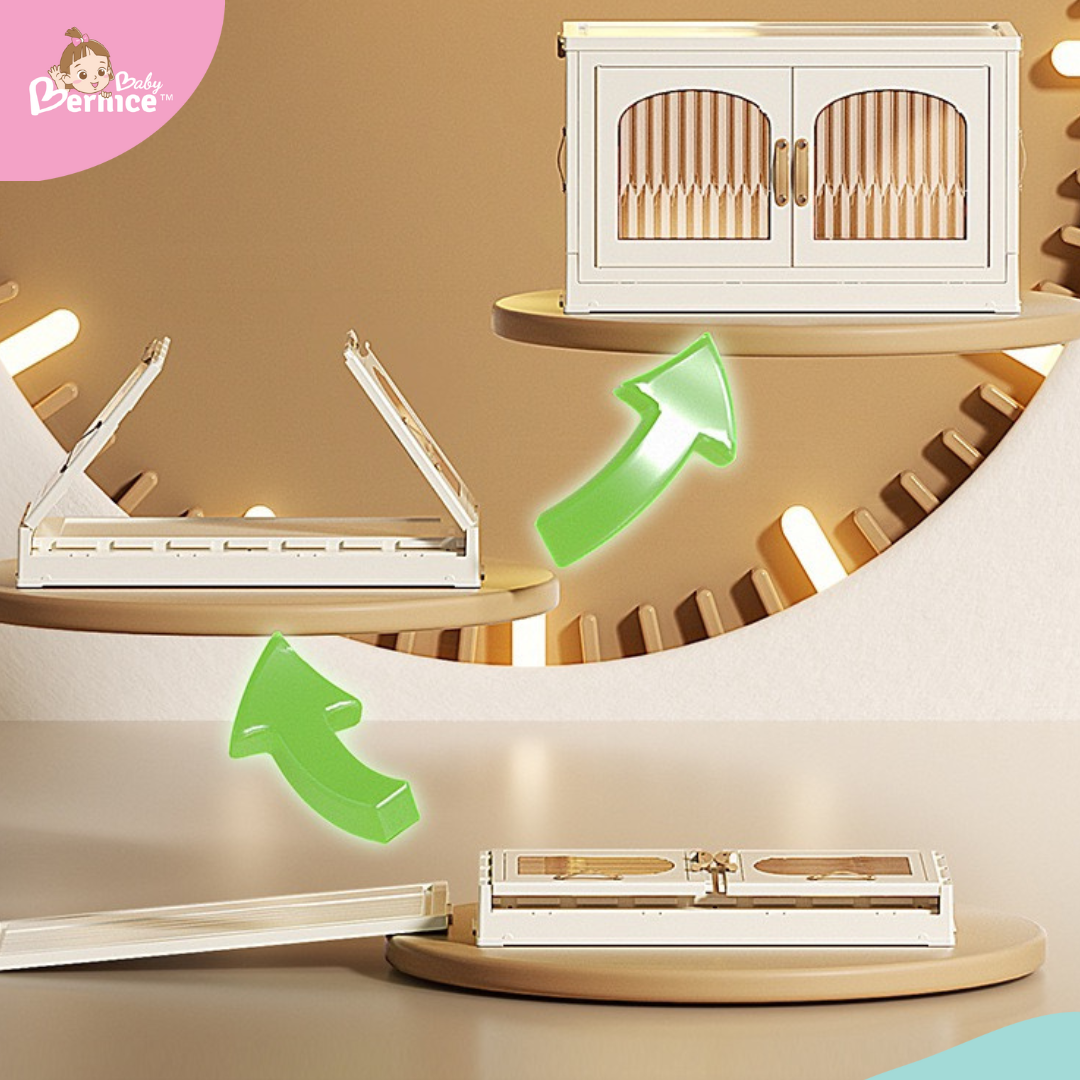 Foldable, Stackable Plastic Cabinet 4 sides opening (5 Tiers) Dimension : 68.5cm x 42.5cm x 193.5cm