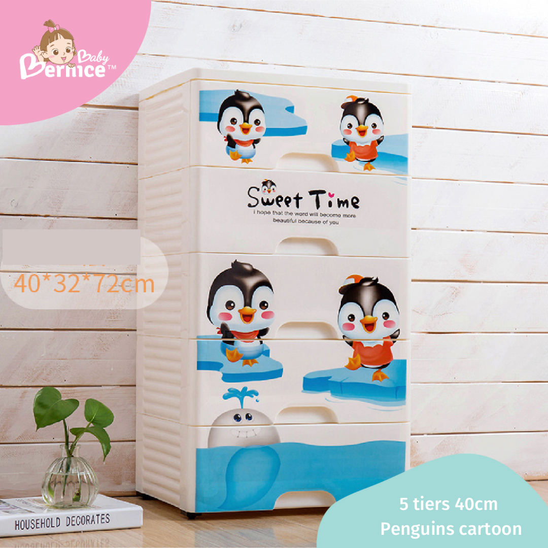 40cm Plastic Cabinet 5 Drawers Storage Dresser Small Closet Drawers Organizer Unit For Clothes, Toys and Necessities