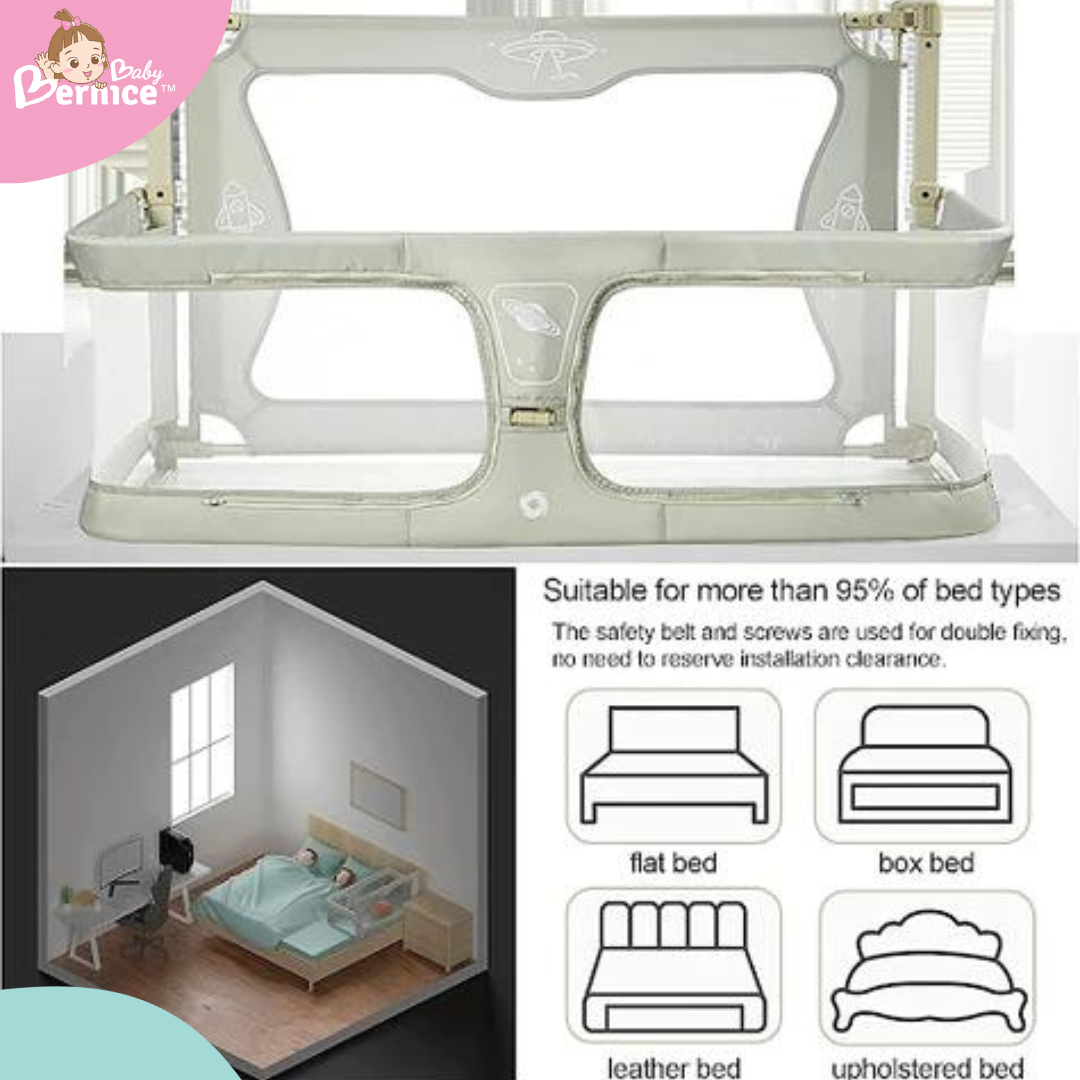 Baby Portable Rail Guard - 3 in 1 Baby Bed Guardrail Crib L 120cm W 50cm H 42cm (Baby front guard) H 70cm (from bed bottom to the top) Age : 0-36 Months for the cot 0-72months for the bed fence
