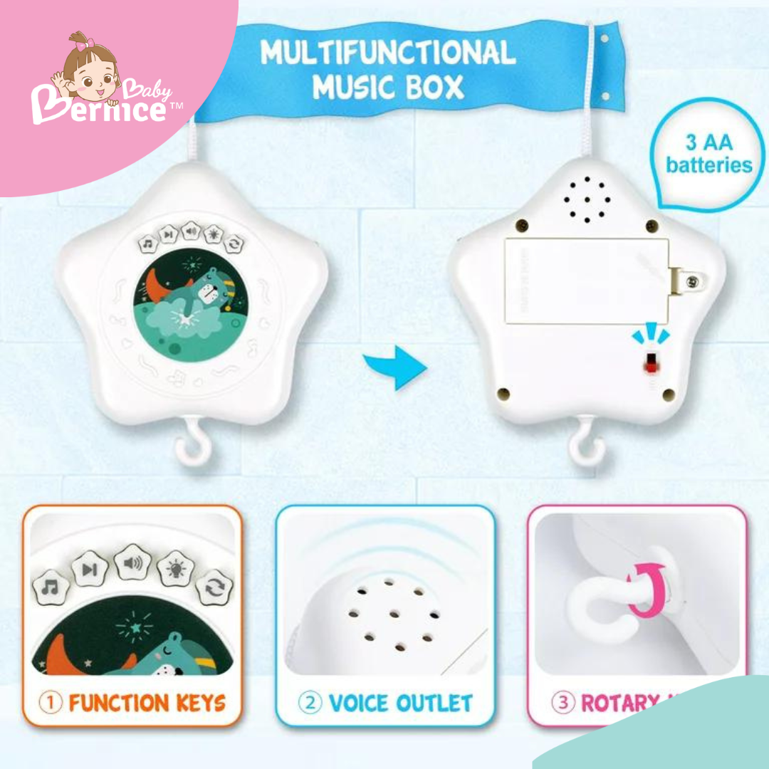 Baby Crib Mobile with Music Box and Lights for Toddlers, Musical Mobile with Projection for Infants Age 0 to 24 Months