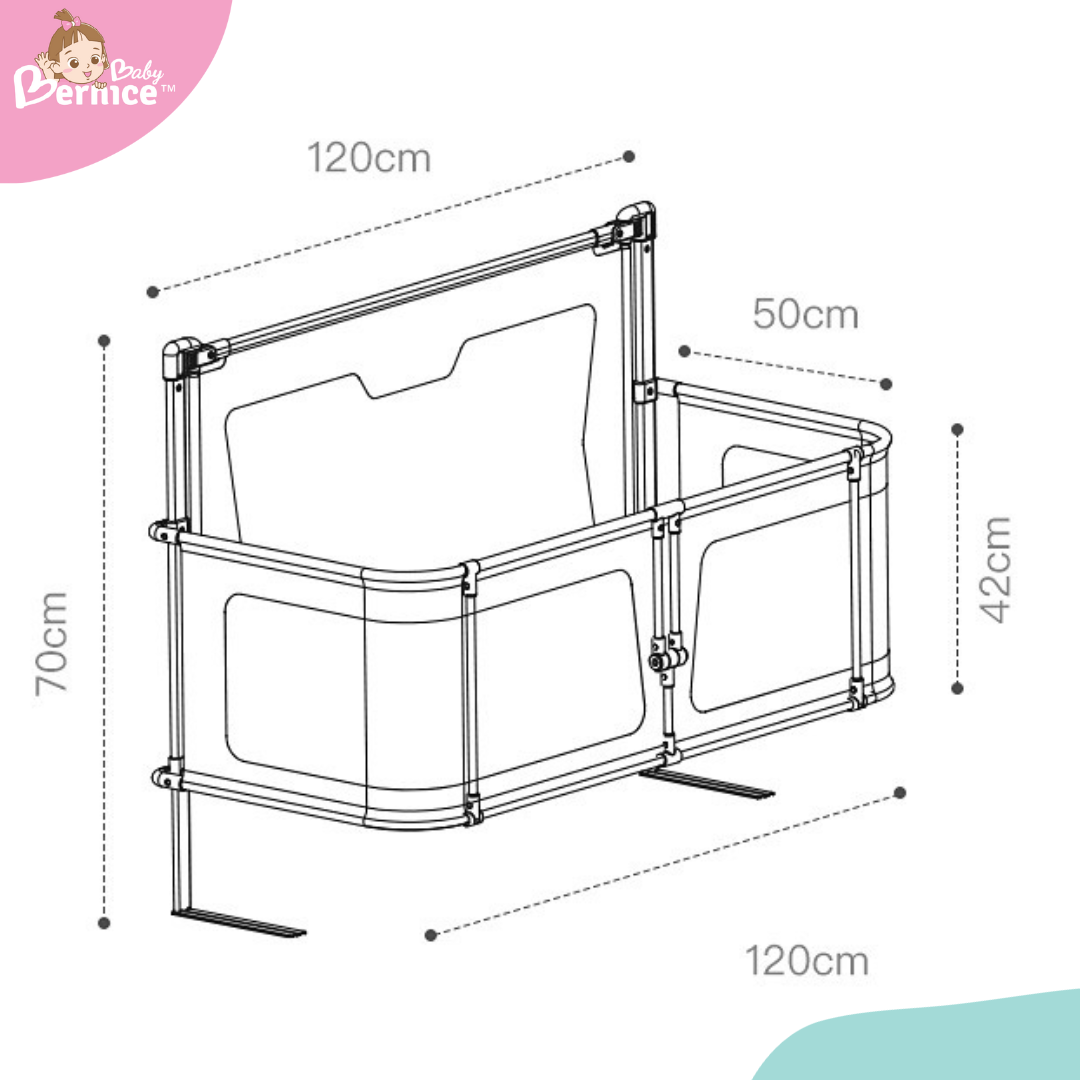 Baby Portable Rail Guard - 3 in 1 Baby Bed Guardrail Crib L 120cm W 50cm H 42cm (Baby front guard) H 70cm (from bed bottom to the top) Age : 0-36 Months for the cot 0-72months for the bed fence