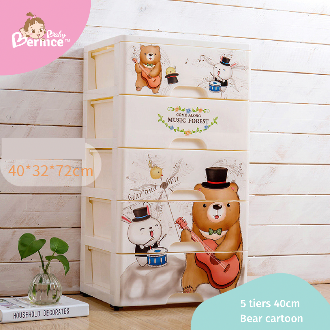40cm Plastic Cabinet 5 Drawers Storage Dresser Small Closet Drawers Organizer Unit For Clothes, Toys and Necessities