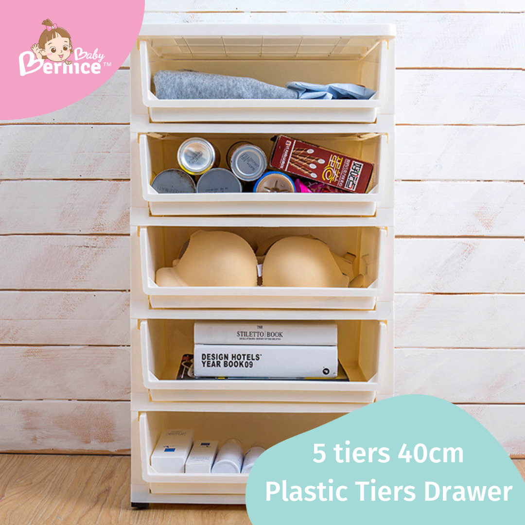 40cm Plastic Cabinet 5 Drawers Storage Dresser Small Closet Drawers Organizer Unit For Clothes, Toys and Necessities