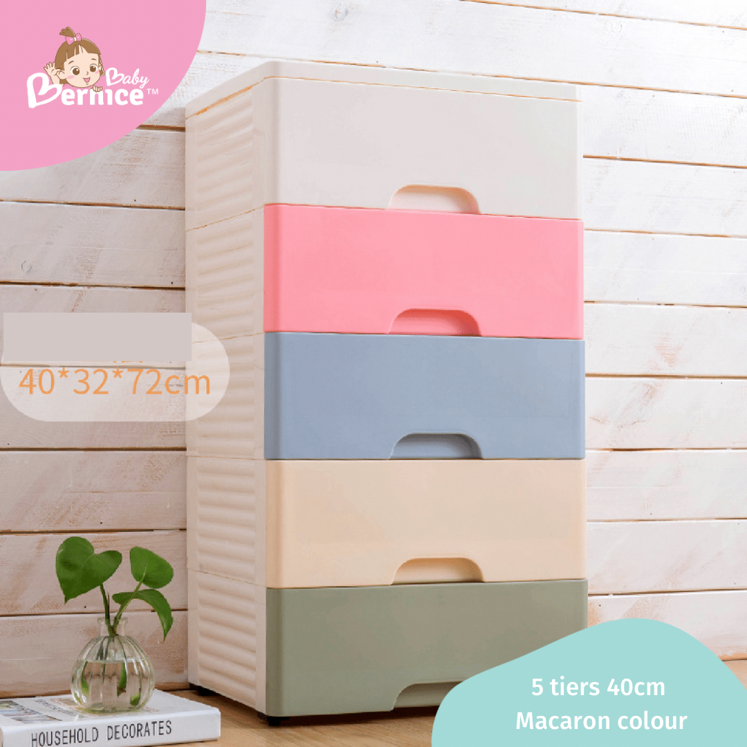 40cm Plastic Cabinet 5 Drawers Storage Dresser Small Closet Drawers Organizer Unit For Clothes, Toys and Necessities