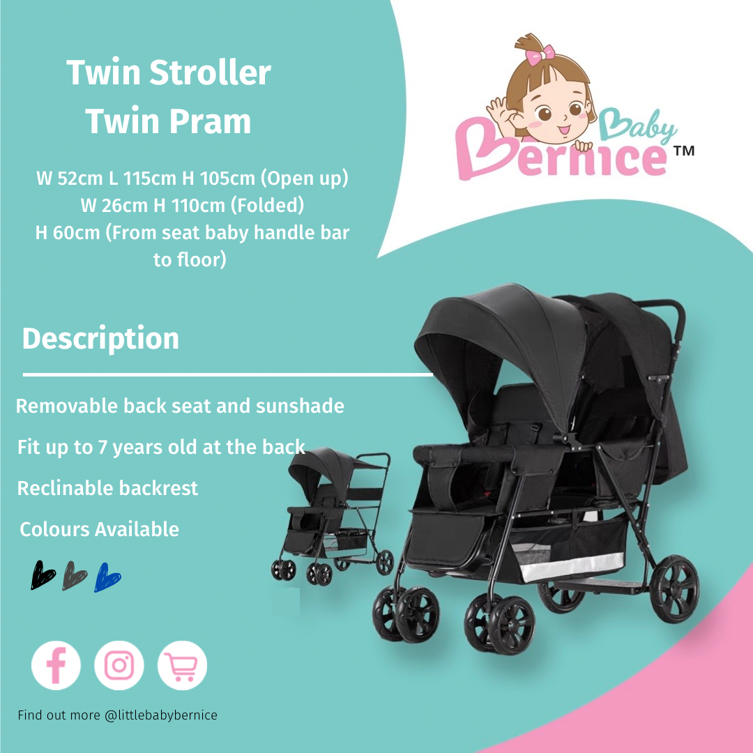 double stroller sg [SG INSTOCK] Reclinable Twin Stroller