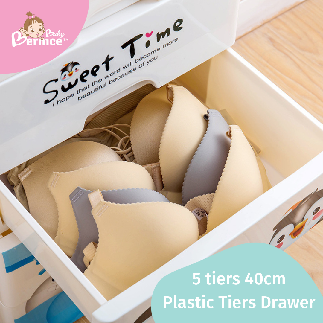 40cm Plastic Cabinet 5 Drawers Storage Dresser Small Closet Drawers Organizer Unit For Clothes, Toys and Necessities