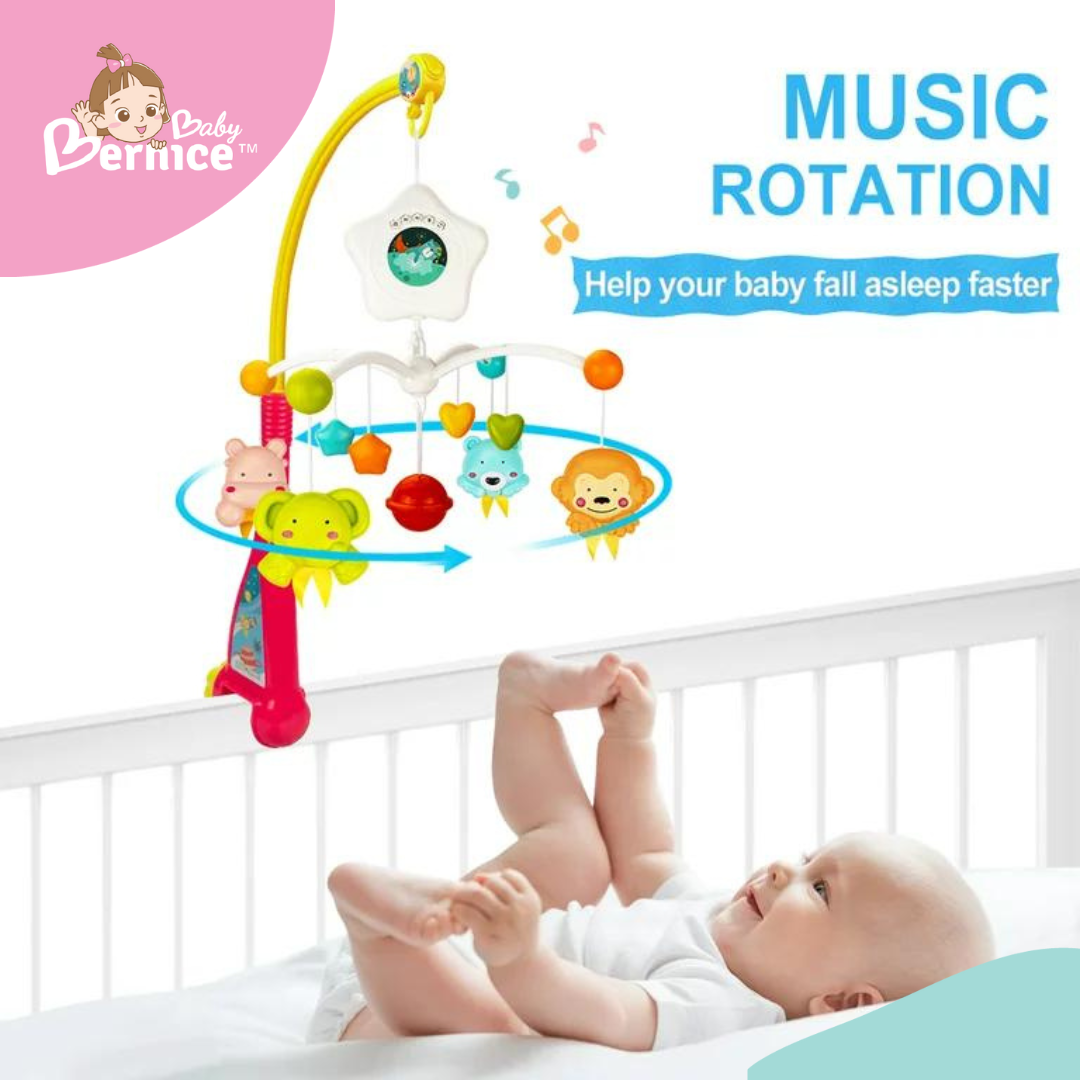 Baby Crib Mobile with Music Box and Lights for Toddlers, Musical Mobile with Projection for Infants Age 0 to 24 Months