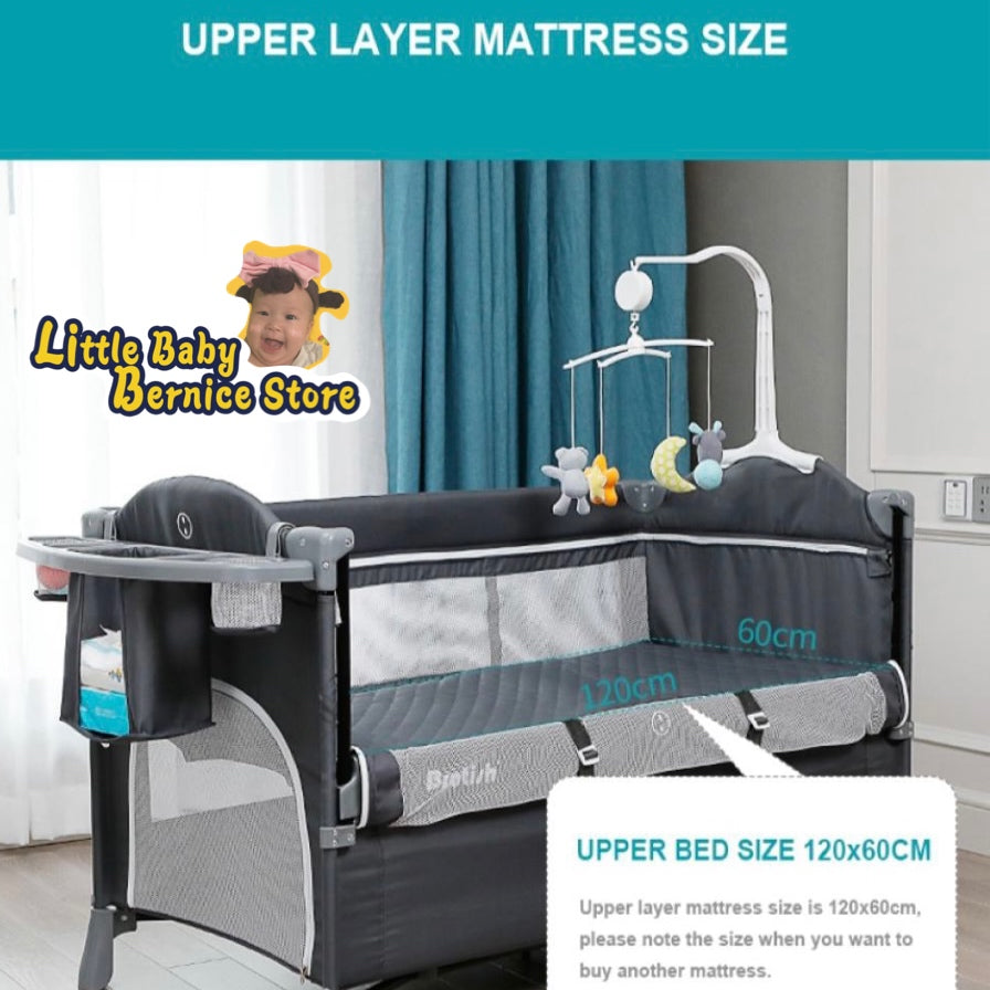Baby Cot Multifunctional 2 Layer Portable Infant Baby Cot Playpen Travel Cot Bed With Side Slide Door