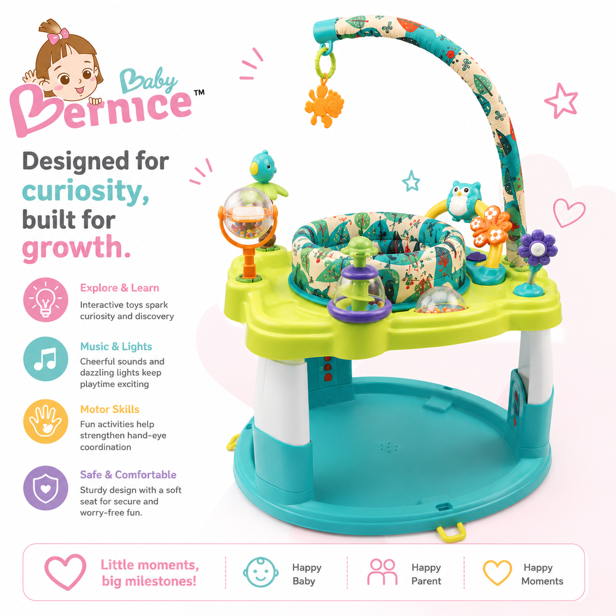 Baby Bernice Woodland 360° Activity Center | Rotating Jumperoo | Baby Activity Seat | Music & Sensory Play | 6-24 Months