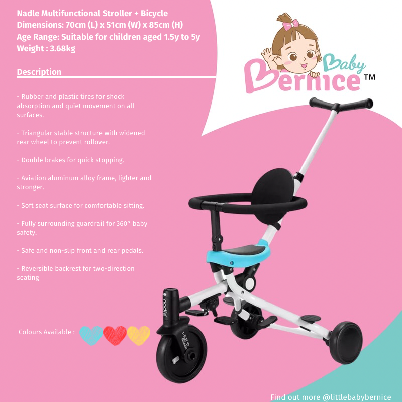 Nadle 3 in 1 Nadle Multifunctional Stroller + Bicycle – LittleBabyBernice ...