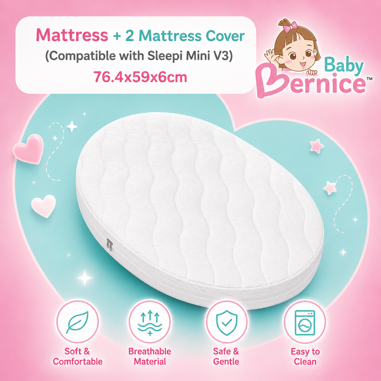 LittleBabyBernice™ Premium Coconut Fibre Baby Mattress | Firm Newborn Support | Natural Latex Layer | Breathable Cooling Cot Mattress