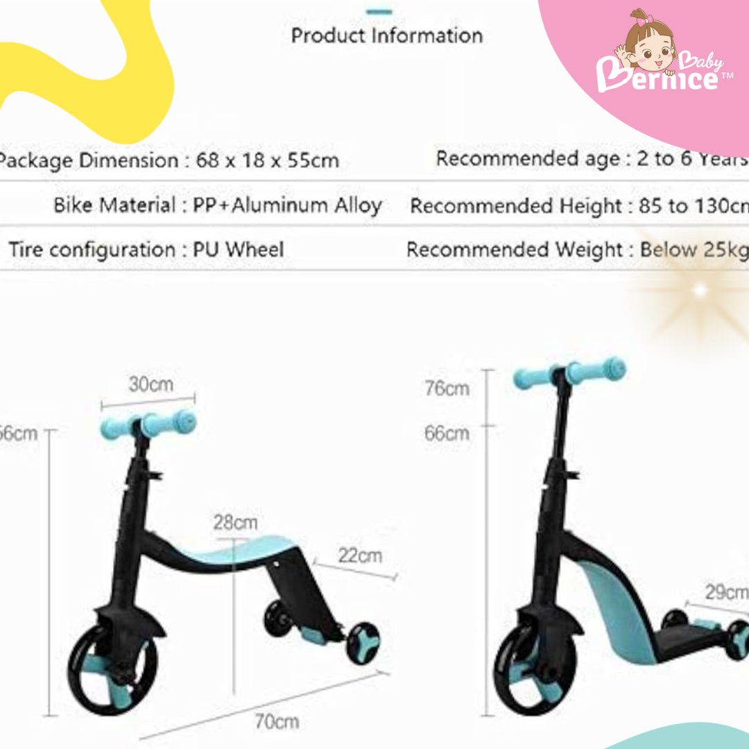 Nadle 3-in-1 Kids Scooter, Tricycle, and Balance Bike