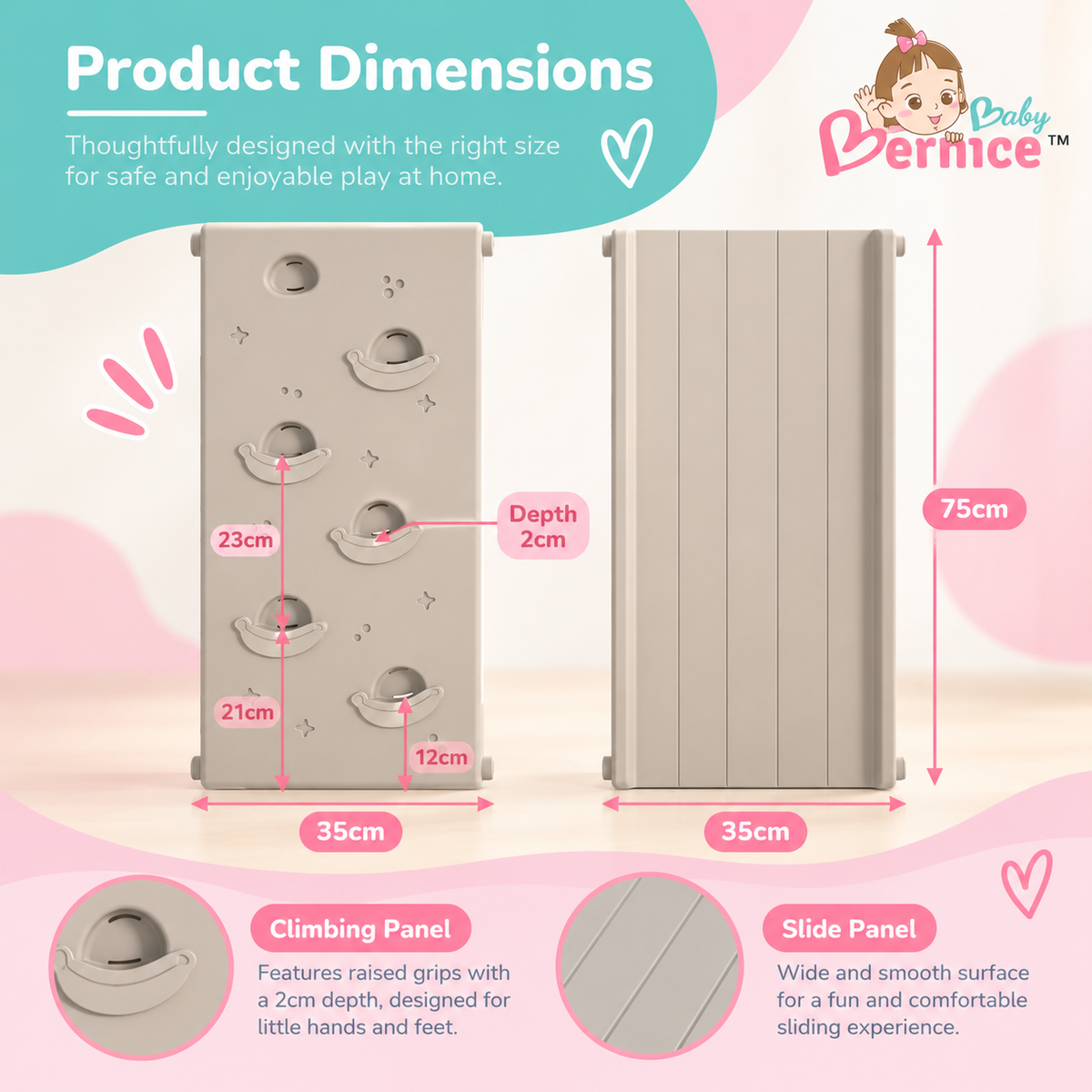Baby Bernice 4-in-1 Multifunctional Toddler Climbing Slide & Rocker | Montessori-Inspired Indoor Playset | Balance & Motor Skills