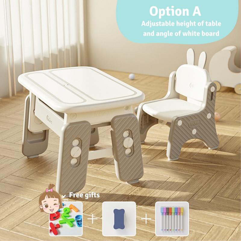 Grow-With-Me Kids’ Adjustable Table & Whiteboard Set With Chair