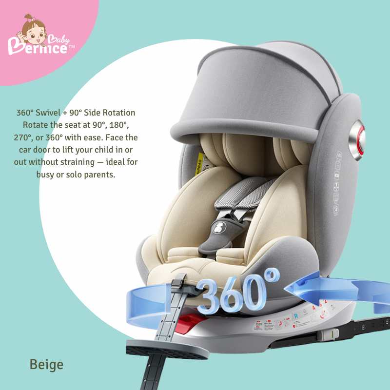 LuxeGuard 360° Swivel Baby Car Seat – First-Class Comfort from Newborn to 12 Years