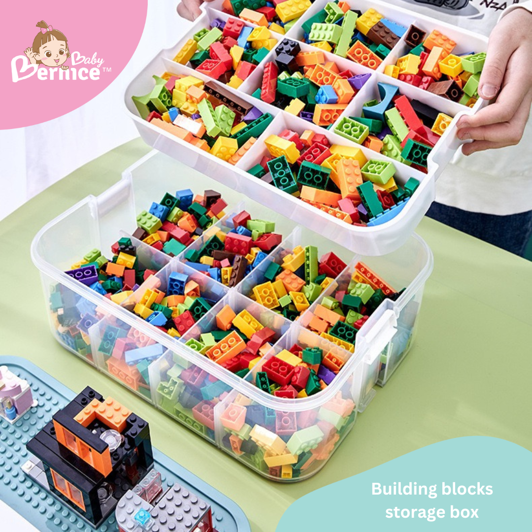 Multi-Tier Transparent LEGO-Inspired Storage Box: Lightweight, Stackable, and Ideal for Toy Organization