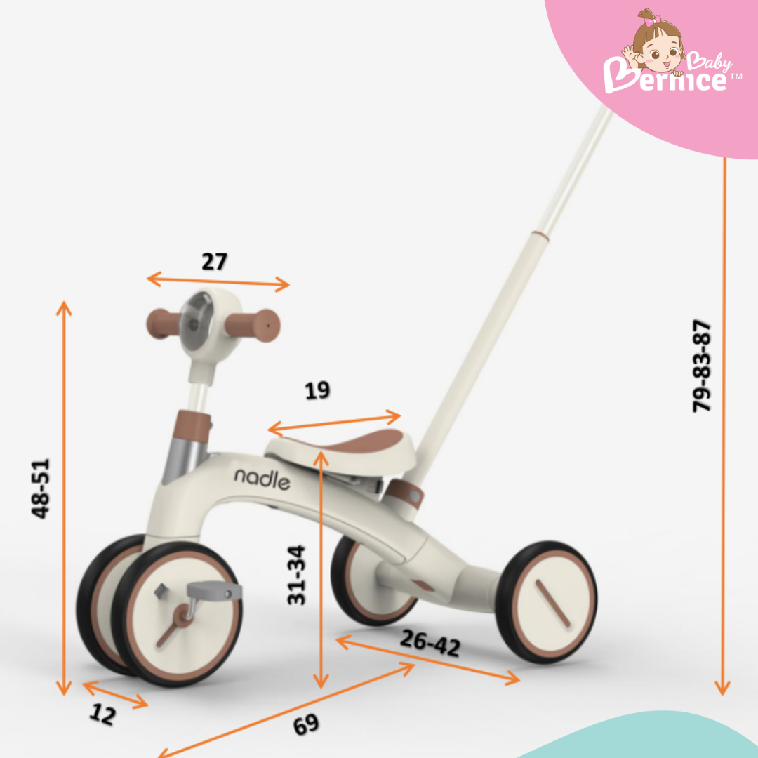 Nadle: 4 in 1 Convertible Tricycle and Balance Bike - Growing with Your Child, Every Step of the Way!