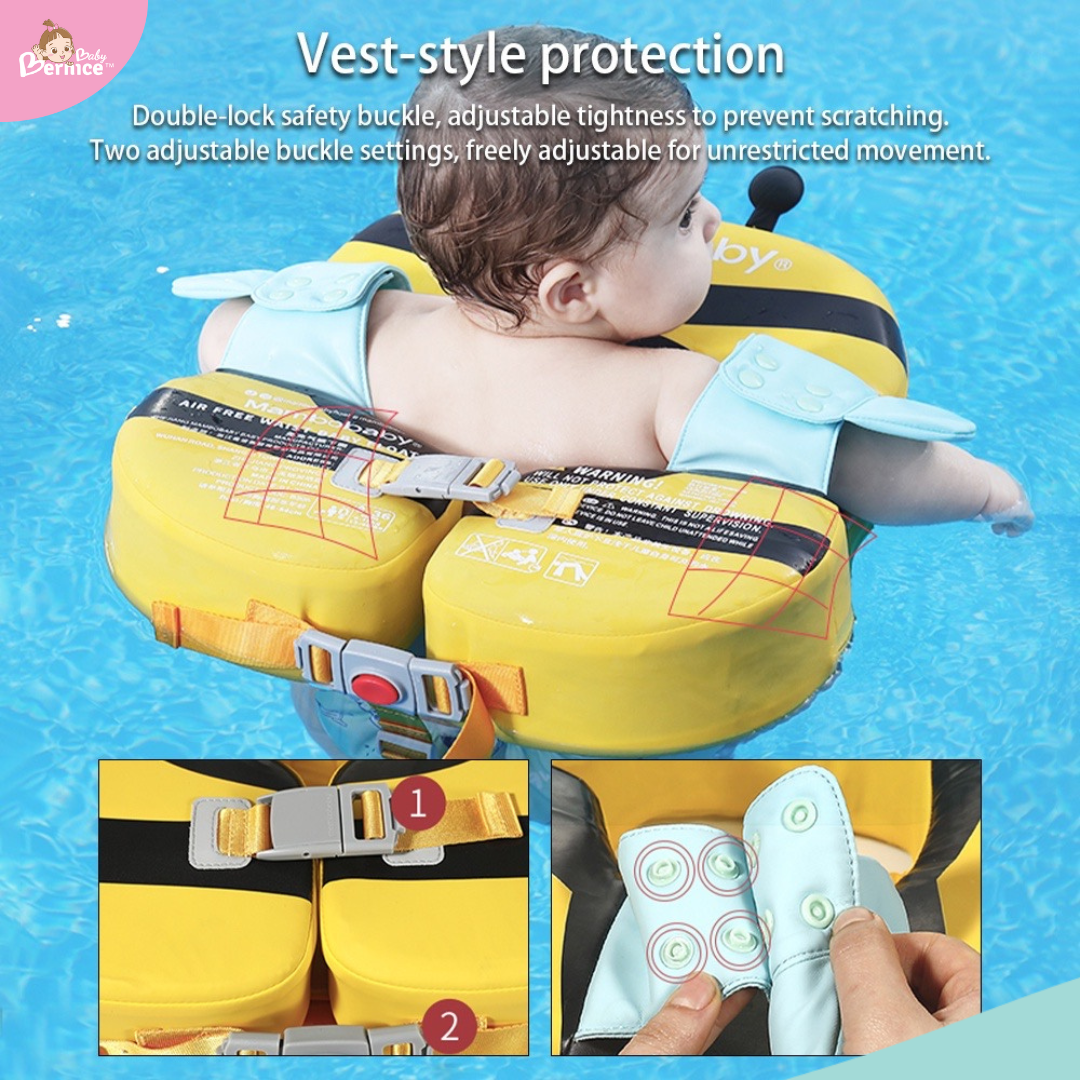 Mambobaby Non-inflatable Baby Swim Float Swimming Float Swim Trainer + Sun Canopy