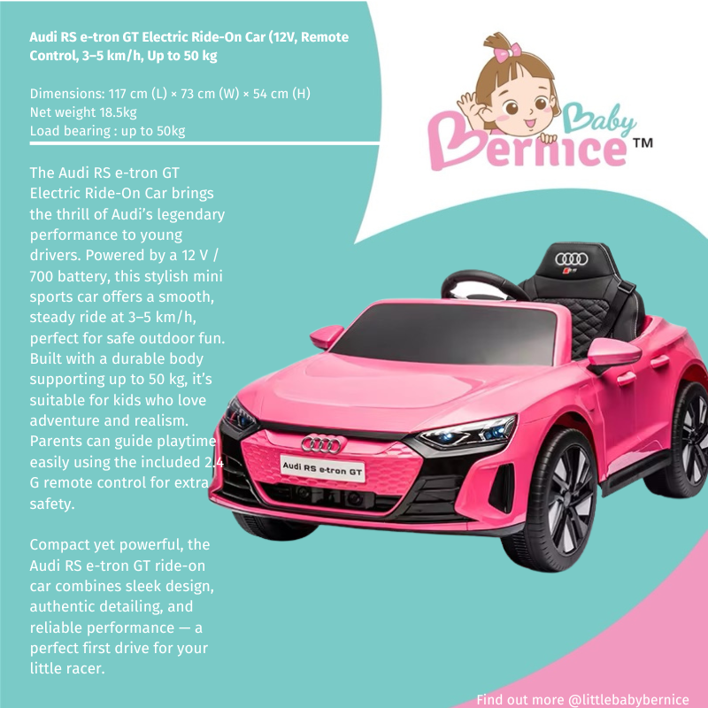 Audi RS e-tron GT Electric Ride-On Car (12V, Remote Control, 3–5 km/h, Up to 50 kg)