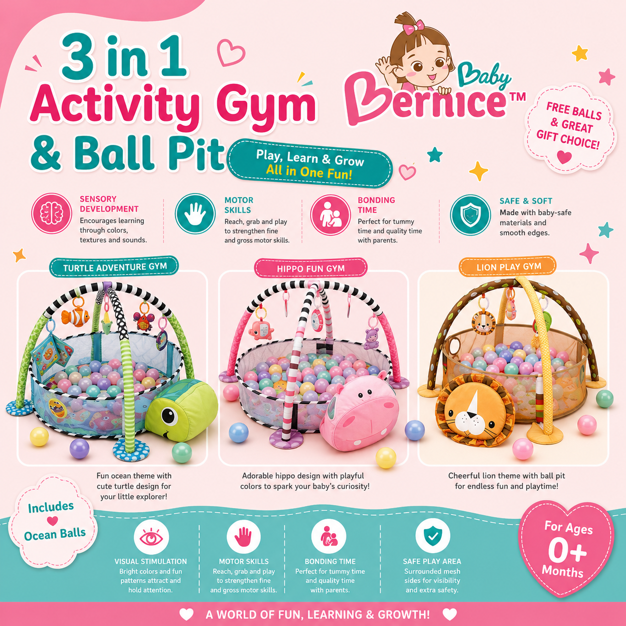 3 in 1 Baby Activity Gym and Activity Ball Pit