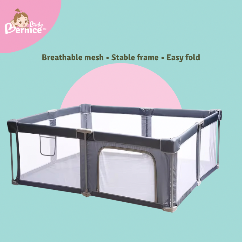 Foldable Baby Playpen 68cm | Safe & Stable Kids Play Yard with Door and Mesh Panels (3 Sizes)