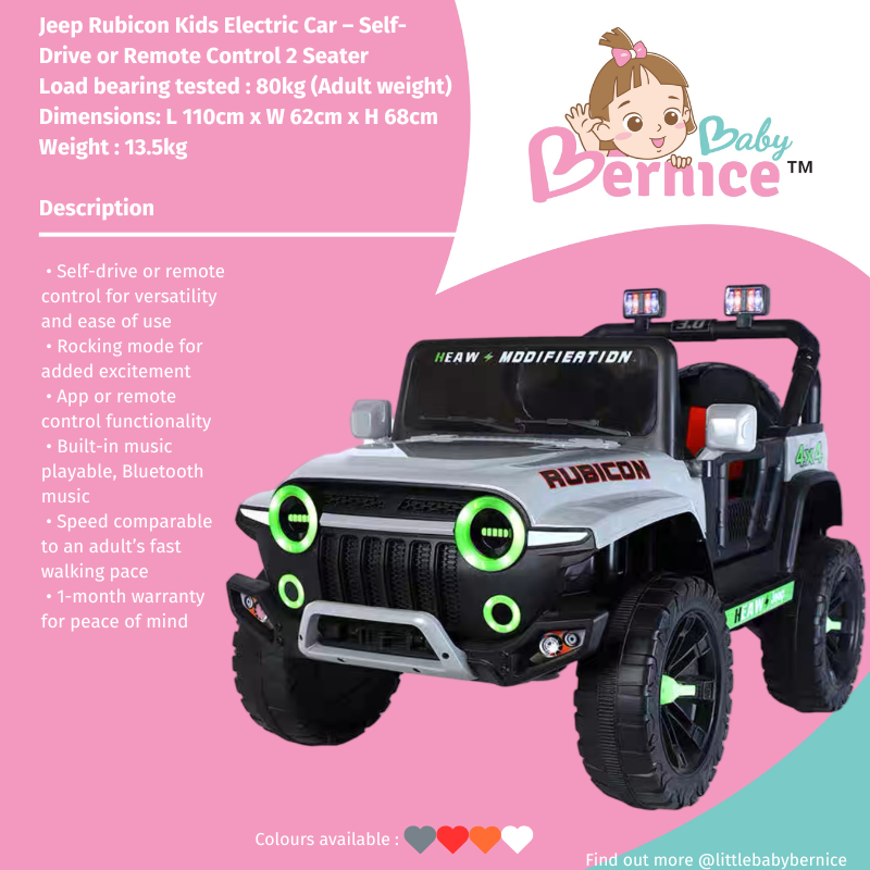 Jeep Rubicon Kids Electric Car – Self-Drive or Remote Control 2 Seater