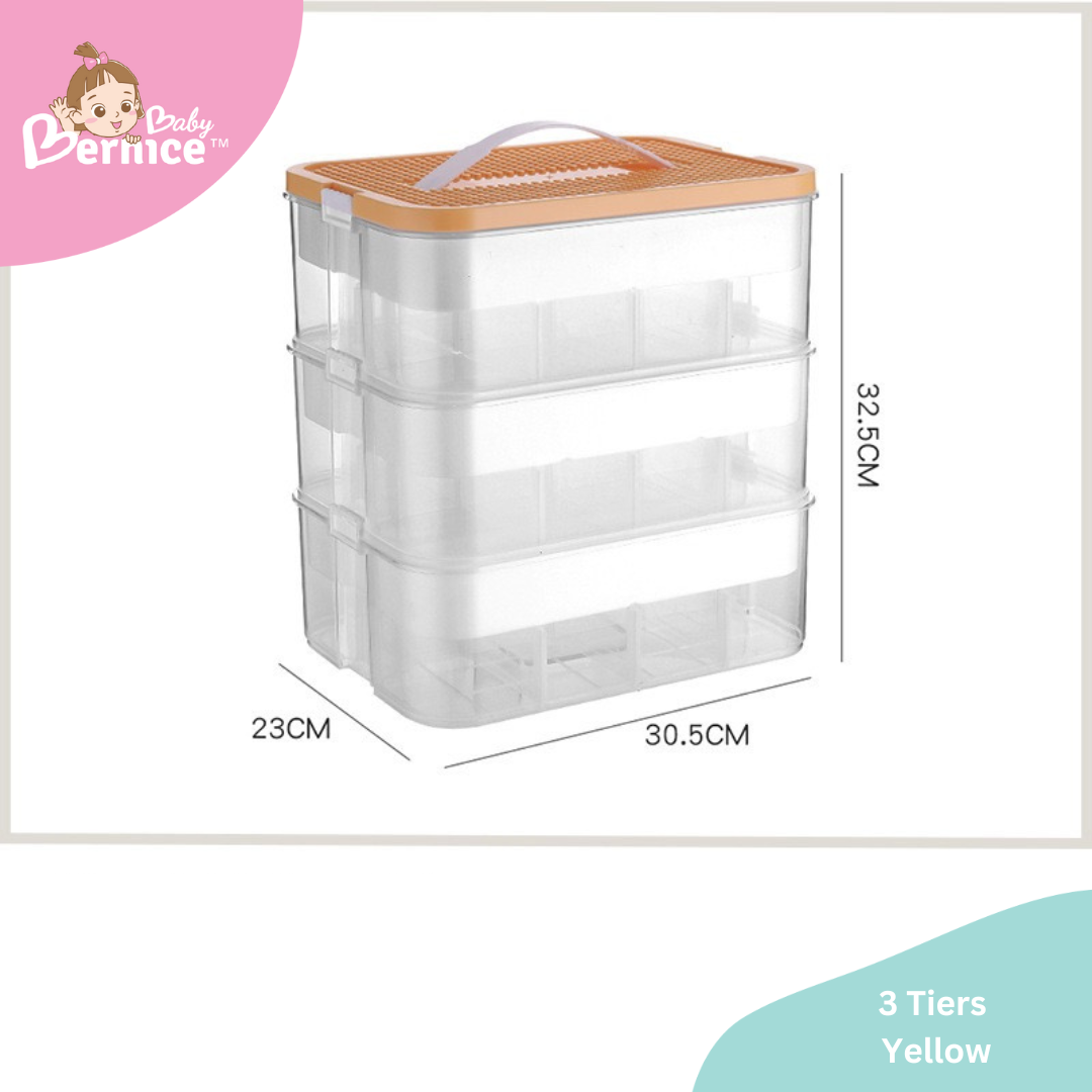 Multi-Tier Transparent LEGO-Inspired Storage Box: Lightweight, Stackable, and Ideal for Toy Organization