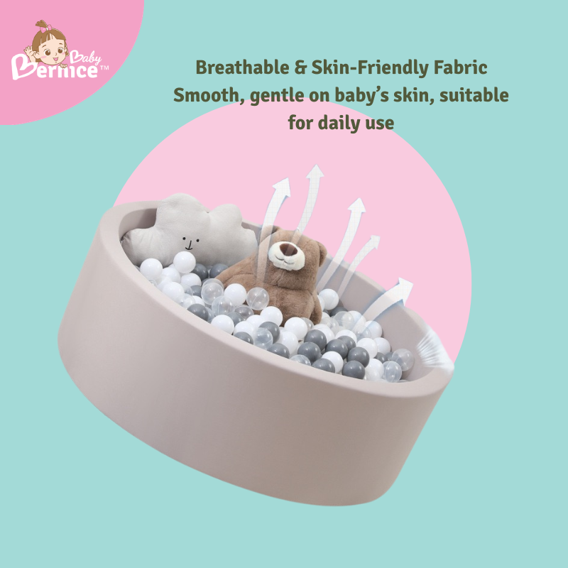Soft Foam Ball Pit (90cm) | Baby Play Pool with Thick Cushion Walls | Removable Cover