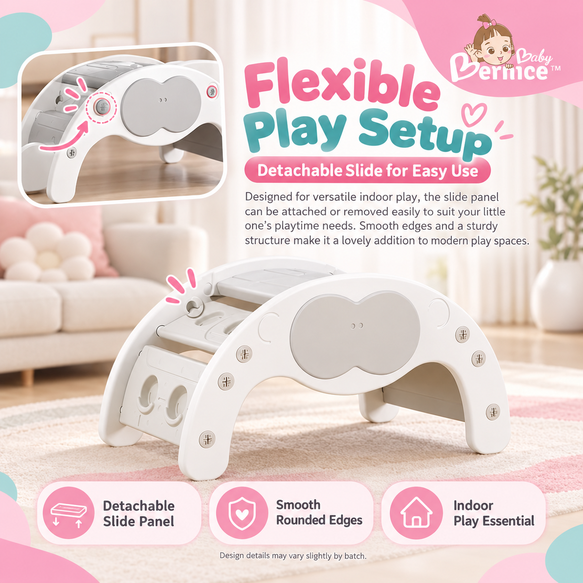 Baby Bernice 4-in-1 Multifunctional Toddler Climbing Slide & Rocker | Montessori-Inspired Indoor Playset | Balance & Motor Skills